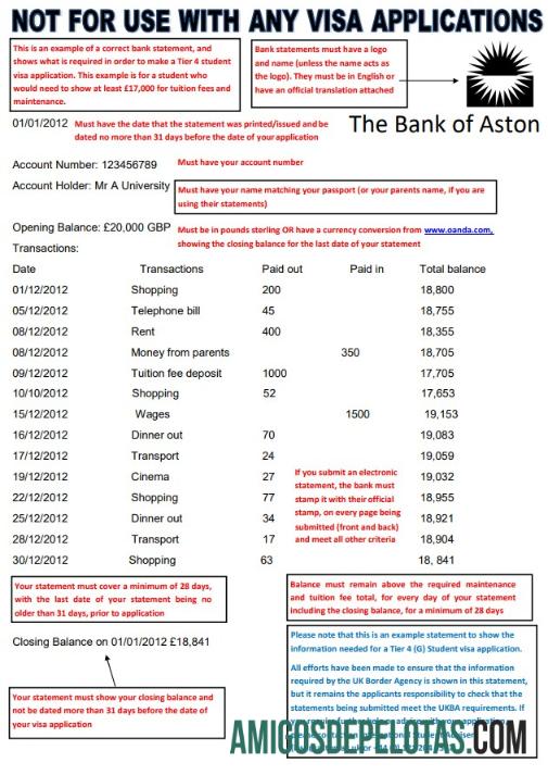 modelo de extrato bancário do Banco de Aston para impressão no Reino Unido em formato Word